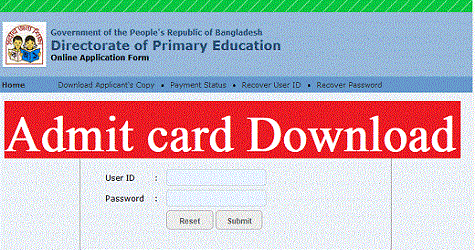 primary teacher admit card