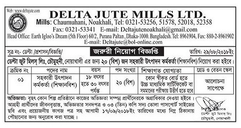 Delta Jute Mills Ltd Job Circular Apply